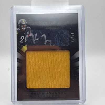 2025 Panini Black Football Kaleb Johnson Blacked Out RPA Yellow /50 - Image 1 of 4