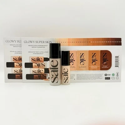 x5 SUNGLOW & WARMGLOW Saie Glowy Super Gel Makeup Primer & Foundation Cards Set - Image 1 of 4