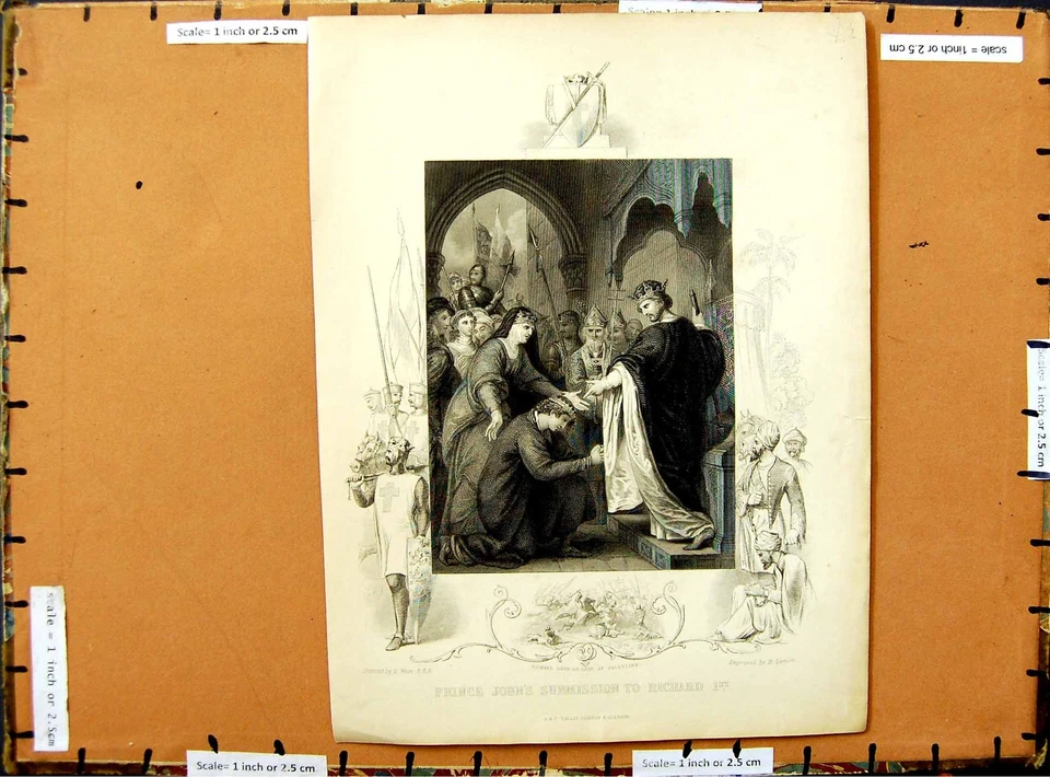 Original Old Antique Print C1800 Prince John Submission Richard I Palestine — 第 1/1 张图片