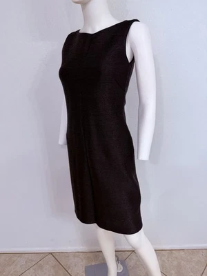 Akris Bergdorf Goodman Black Sheath Shift Dress W Woven Textured Fabric Fits S - Image 1 of 4