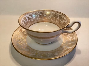 WEDGWOOD FINE BONE CHINA FLORENTINE GOLD (W4219) CUP & SAUCER - 5 AVAIL - M20 - Picture 1 of 4