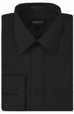 Camisa de vestir Omega Italia para hombre 3XL 19-191/2, 34-35 negra manga larga nueva con etiquetas bolsa sellada Foto 1 de 4