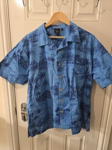 Vintage Y2K Vans Triple Crown Of Surfing Hawaiian Shirt Mens' Large Blue - Picture 1 of 3