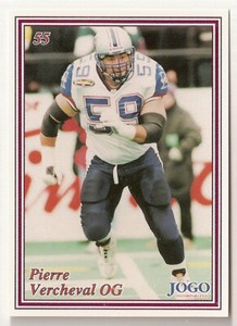 Pierre Vercheval 1999 Jogo CFL card #55 Montreal Alouettes  Western Mustangs