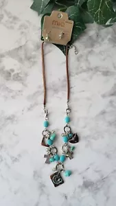 Mia Inspirations Silver, Bronze, & Turquoise Necklace & Earrings Set-Sold Lot 12 - Picture 1 of 7