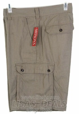 Nuevos Pantalones Cortos de Carga Merona Para Hombre Frente Plano Marrón Rojo Gris Beige 30 32 36 42 46 Foto 1 de 4