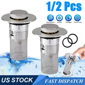 1/2 Stück Boden Ablauf Filter Pop Up Waschbecken Stopper Haarfänger Netz Korb Abtropfen - Bild 1 von 20