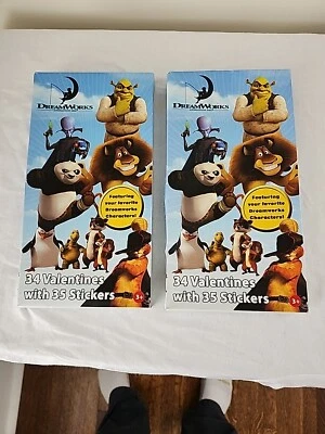 Lot of 2 34 DREAMWORKS SHREK KUNG FU PANDA FOX School Kids Valentines w/STICKERS - Image 1 of 4