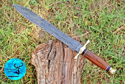 Espada Daga Damasco - Hoja de Acero Damasco Forjada a Mano con Funda de Cuero 1662 Foto 1 de 4