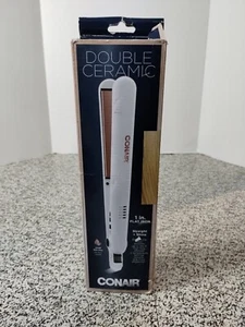 Conair Double Ceramic Flat Iron, 1 Inch Flat Iron, White / Rose Gold - Picture 1 of 9