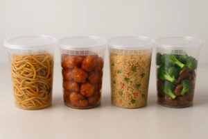 32oz Heavy Duty Round Plastic Food Takeout Containers with Lids 24 sets - Picture 1 of 5