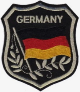 50 Pcs GERMANY Flag in shield Embroidered Patches 3.25"x2.75" iron-on - Picture 1 of 1