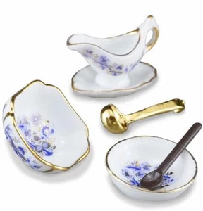 Blue Onion Serving Set w Bowls, Gravy Boat 1.449/5 Reutter DOLLHOUSE Miniature - Picture 1 of 2