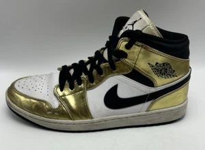 Nike Sneakers Mens 12 Jordan 1 Mid SE Metallic Gold 2020 Lots Of Wear Read - Picture 1 of 13