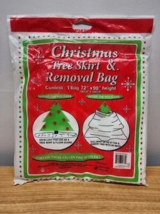 Vintage Plastic New Old Stock Christmas Tree Skirt & Removal Bag 71” X 90”H - Picture 1 of 4