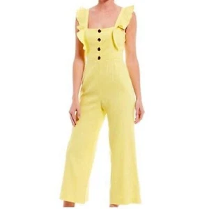 Neu mit Etikett Gianni Bini ärmellos Rüschen Leinenmischung kanariengelb Overall Größe 12 - Bild 1 von 11