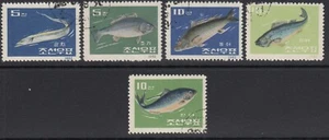 Fish Fishes Marine Animals 1962 Korea Used 5 v perf Complete set - Picture 1 of 1