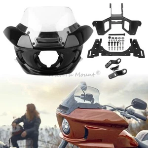 Front Headlight Fairing Brackets w/ Clear Windshield For Harley Softail 22-2024 - Imagen 1 de 21