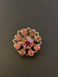 Spilla Coro spilla tono oro rosa strass grappolo 1" - Foto 1 di 4