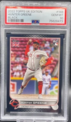 Hunter Greene 2022 Topps UK Edition BLACK /125 PSA 10 ROOKIE GEM MINT RC #148 SP - Image 1 of 2