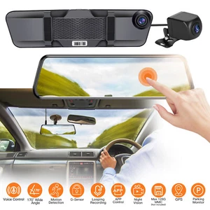 4K 12"Dash Cam Camcorder GPS WiFi Voice Control Car Rear View Backup Dual Camera - Picture 1 of 19