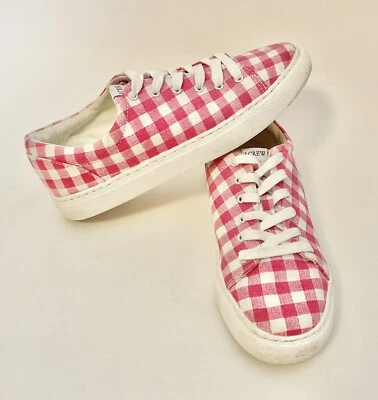 Tenis de viaje por carretera J Crew para mujer talla 8 zapatos de lona rosa blanco guinga a cuadros Foto 1 de 4