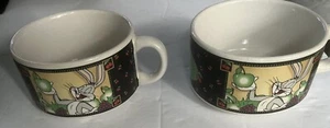 Set of 2 Warner Bros Looney Tunes Soup Bowl Mug Bugs Bunny Sylvester Tweety 1998 - Picture 1 of 5