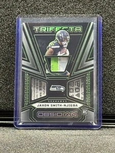2023 Obsidian Jaxon Smith-Njigba Trifecta Green Electric Etch 8/25 Laundry Tags! - Picture 1 of 2
