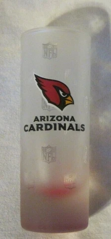ARIZONA CARDINALS  Frosted  Shot Glass 4 Inches Tall RARE EUC Cover