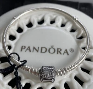 Auténtico Pandora MOMENTOS Brillante Pavé Cierre Pulsera #590723CZ - Imagen 1 de 5