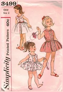 3499 modello di cucito vintage semplicità anni '60 mutandine abito per ragazze oop cucito 2 - Foto 1 di 2