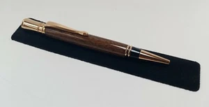 Handmade Walnut Wood Gold Executive Twist Ballpoint Pen - Picture 1 of 3