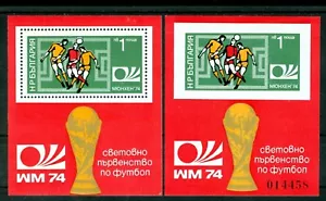 1974 Football,Germany FIFA World Cup,Soccer,Fussball,Bulgaria,Bl.47 A+B,MNH - Picture 1 of 1
