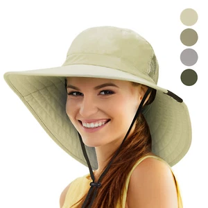 Wide Brim Sun Hats for Women UV Protection UPF 50+ Foldable Mesh Net hiking hat - Picture 1 of 7