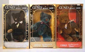 Vintage Lot Of 3 Gund 1992 1993 1995 Limited Edition Collector's Bears NIB - Picture 1 of 4
