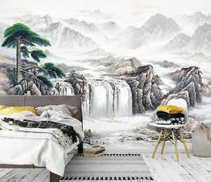 3D Pine Waterfall 6514 Wallpaper Mural Wall Print Wall Wallpaper Murals US Coco - Picture 1 of 11