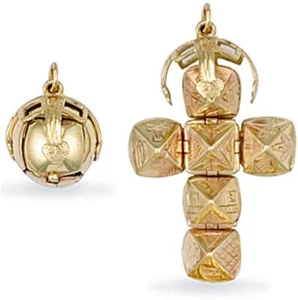 9ct New All Gold Masonic Opening Orb Cross Ball Pend Charm Large Size No Silver! - Picture 1 of 10