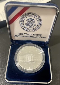 1992 The White House 200th Anniversary Coin Proof Silver Dollar with Box and COA - Bild 1 von 1