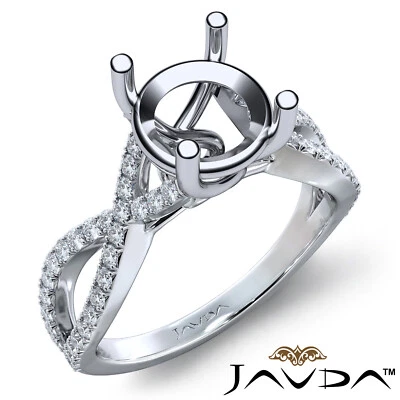 Cross Shank Round Semi Mount French Cut Pave Diamond Engagement Ring 0.44Ctw. - Image 1 of 4