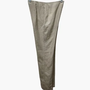 NWT Eileen Fisher Organic Linen Slim Pant MEDIUM Natural Side Zip Tapered - Picture 1 of 14