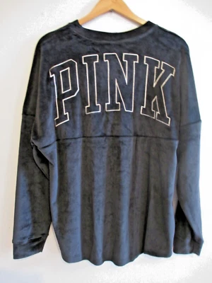 VICTORIA'S SECRET ROSA Terciopelo Terciopelo Pullover Sudadera VS Manga Larga Top M Foto 1 de 4