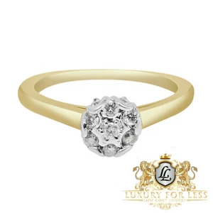 Ladies .25ct Solitaire Genuine Natural Diamond 10k Yellow Gold Engagement Ring - Picture 1 of 5