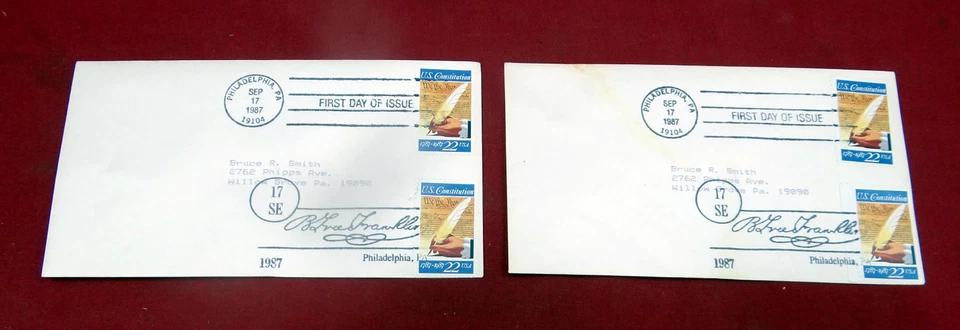 Two U S CONSTITUTION BICENTENNIAL FDC (SCOTT 2360) - Image 1 of 2