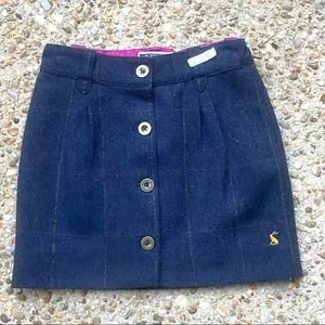 Joules Girls British Wool Blue Skirt 6 116cm Button Down Adjustable Straps - Picture 1 of 10