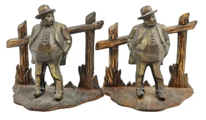 Sujetalibros de hierro fundido bronceado de colección Boss Man con cigarro apoyado en la cerca aprox. 1925~N 510 - Imagen 1 de 6