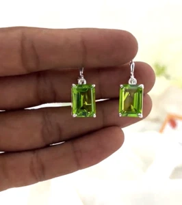 Beautiful Lever back  Drop Green Peridot Earrings 925 Silver Peridot Jewelry - Picture 1 of 4