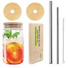 Mason Jar Lids with Straw Hole, Bamboo Lids for Beer Can Glass, ECO Reusable ...
