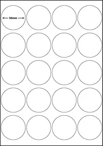 A4 Labels ROUND MATT WHITE - 50mm Diameter - 20 LABELS PER SHEET - 100 SHEETS - Picture 1 of 1