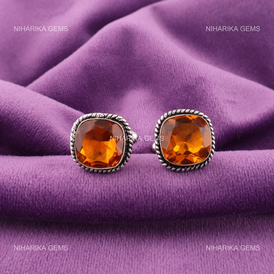 925 Argento Sterling Naturale Citrino Giallo Figlia Regalo Papà Gemelli Gioielli - Immagine 1 di 4