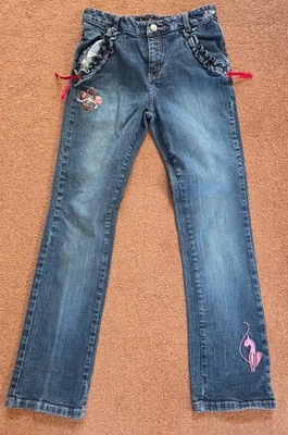 Pantalones de mezclilla de diseñador de pierna recta bordados de colección Baby Phat Girlz talla 12 Y2K Foto 1 de 4